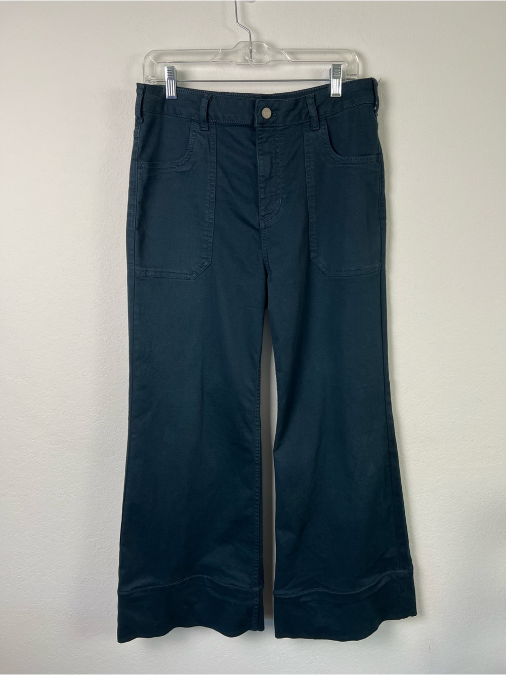 Pilcro Navy Wide Leg Classic Cotton Blend Pants